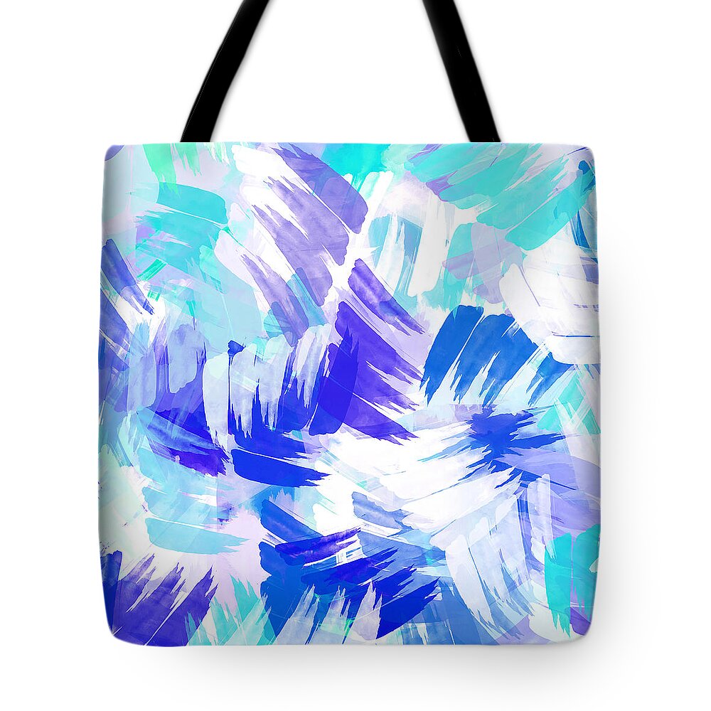 Abstract Tote Bag featuring the mixed media Blue Abstract Paint Pattern by Christina Rollo