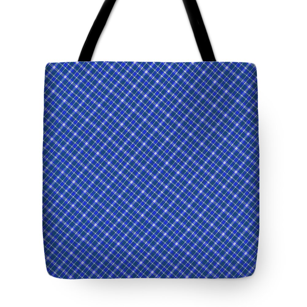 Pattern Tote Bag featuring the photograph Blue And White Diagonal Plaid Pattern Cloth Background by Keith Webber Jr