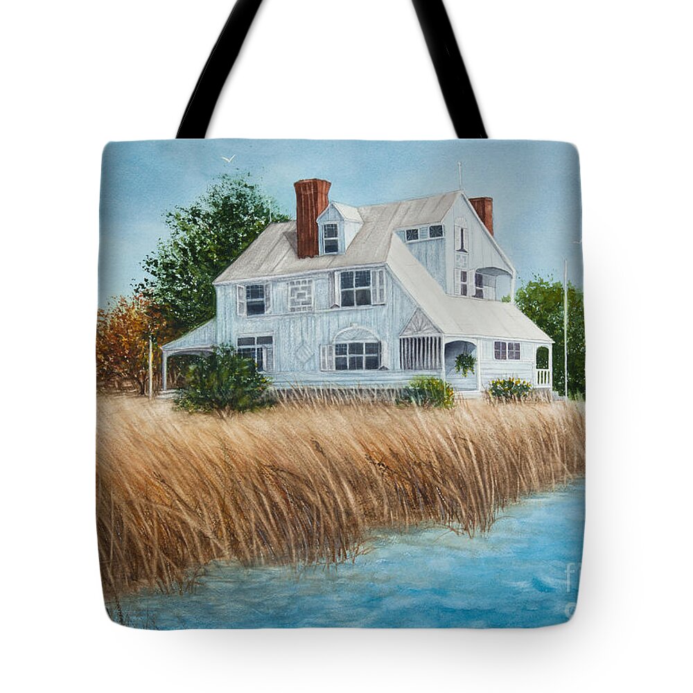 House Tote Bag featuring the painting Blue Beach House by Michelle Constantine