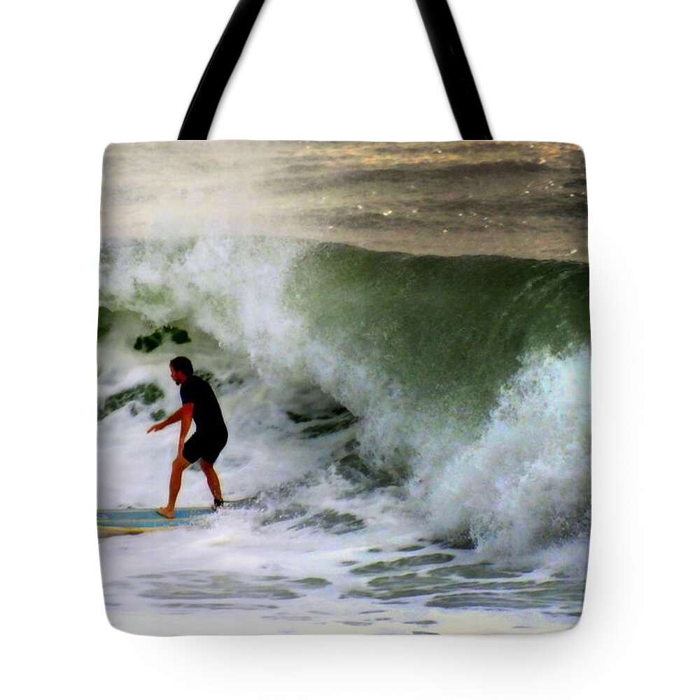 Surfers Tote Bag featuring the photograph Blue Board by Karen Wiles