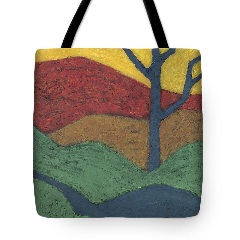 Japan Tote Bag featuring the painting Blue Branches by Carrie MaKenna