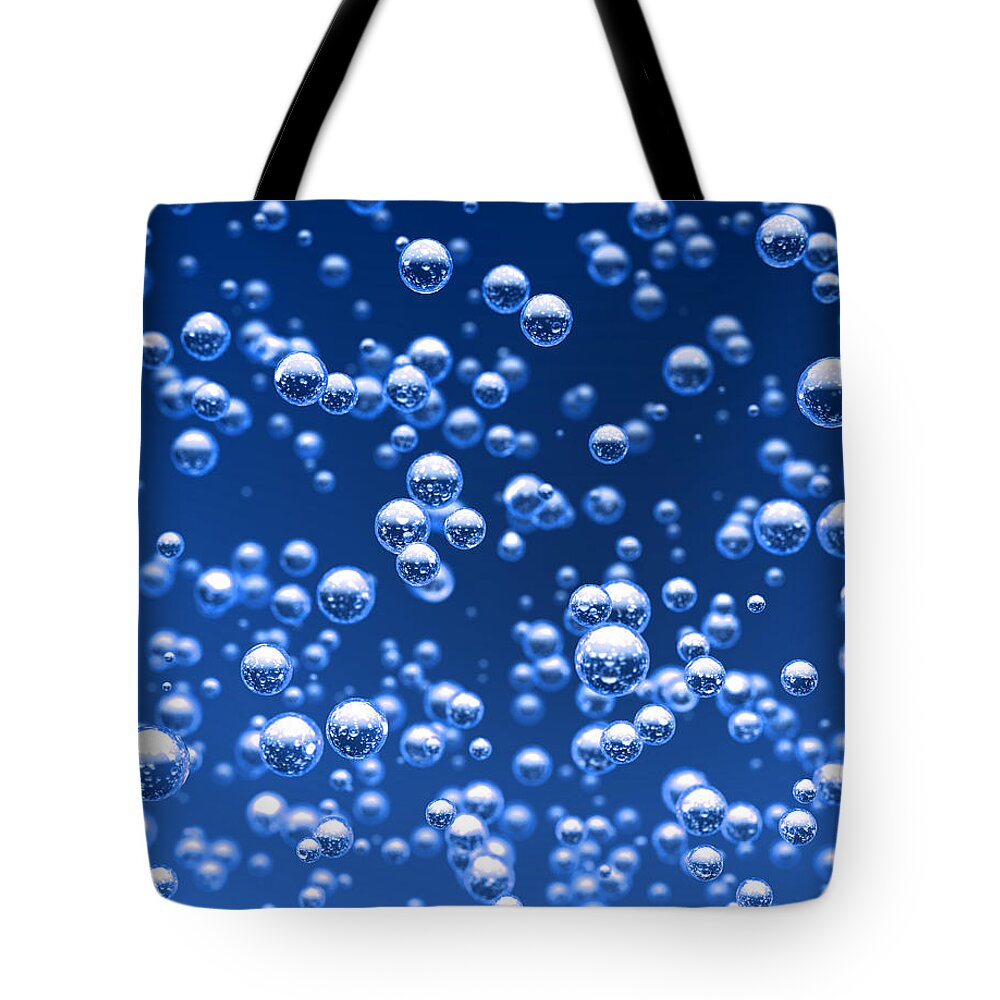 Bubble Tote Bag featuring the digital art Blue bubbles by Bruno Haver