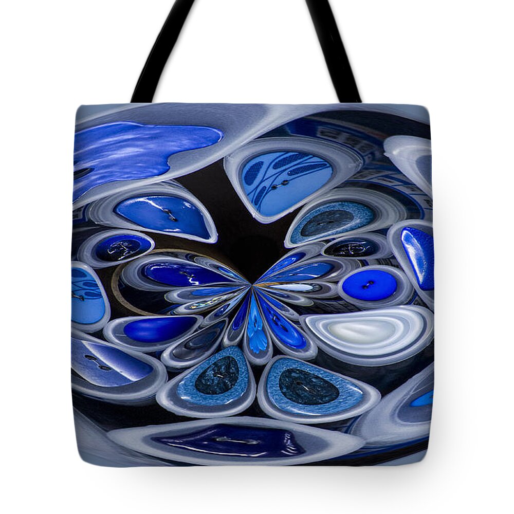 Blue Buttons Tote Bag featuring the photograph Blue buttons by Jean Noren