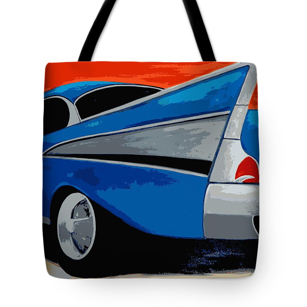 Chevy Tote Bag featuring the painting 1957 Chevy Bel Air #2 by Katy Hawk