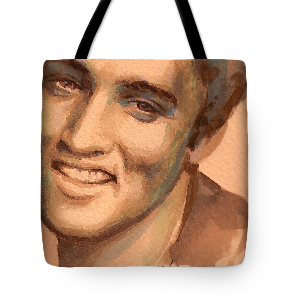 Elvis Tote Bag featuring the painting Blue Christmas by Laur Iduc