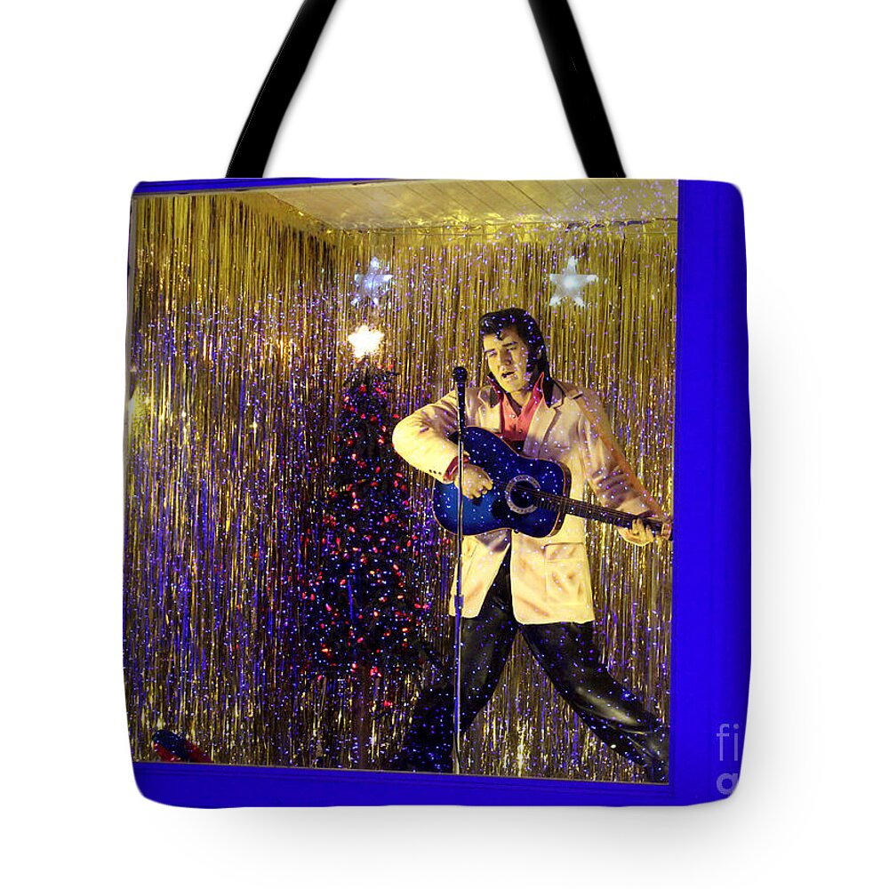 Elvis Presley Memorabilia Tote Bag featuring the photograph Blue Christmas Without Elvis by Kathy White