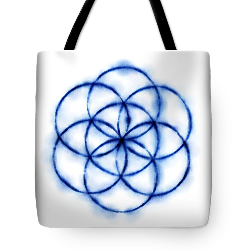 Blue Circle Abstract Tote Bag featuring the digital art Blue Circle Abstract by Tom Druin