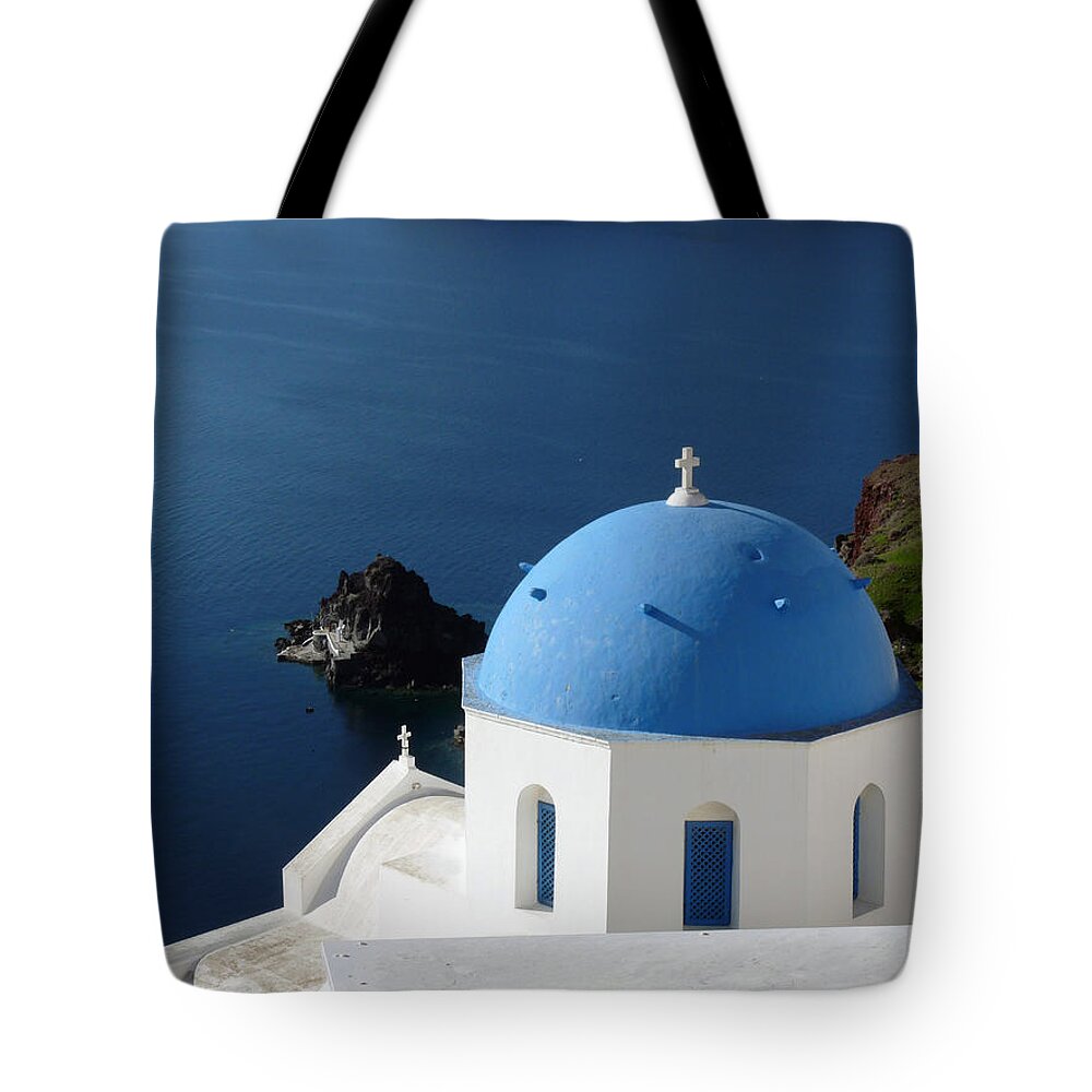 Travel Tote Bag featuring the photograph Blue Domed Church by Lucinda Walter