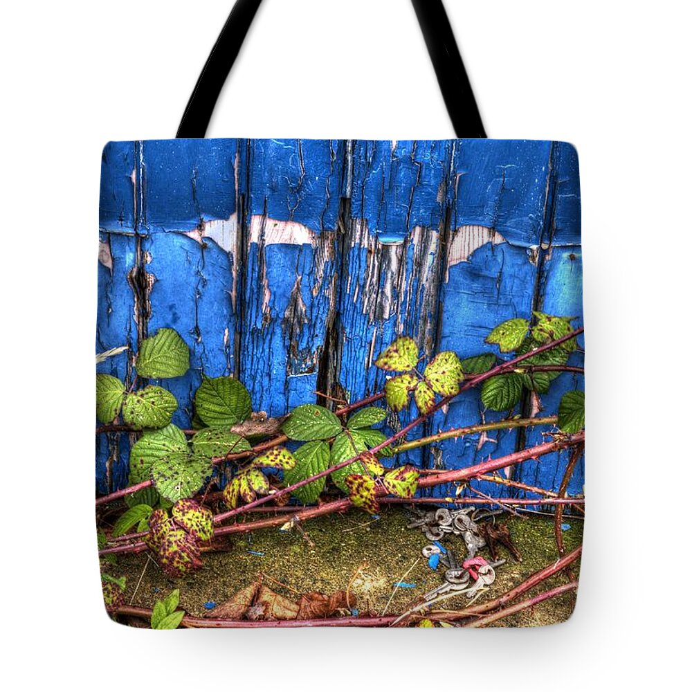 Blue Tote Bag featuring the photograph Blue door by Spikey Mouse Photography