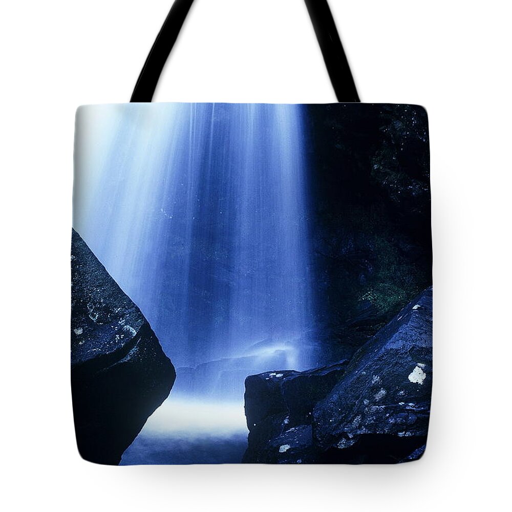 Waterfalls Tote Bag featuring the photograph Blue Falls by Rodney Lee Williams