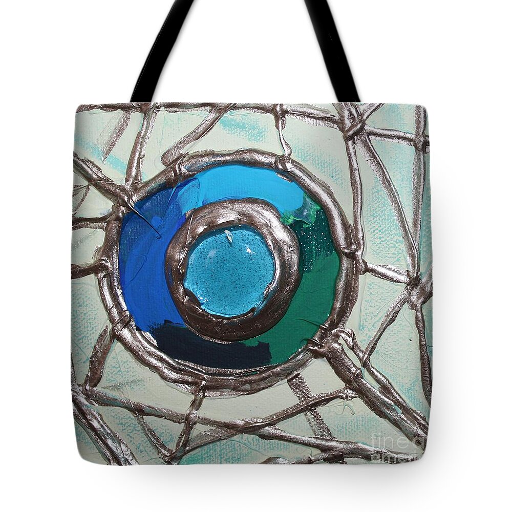 Circle Tote Bag featuring the painting Blue Green and Gold Circle by Cynthia Snyder