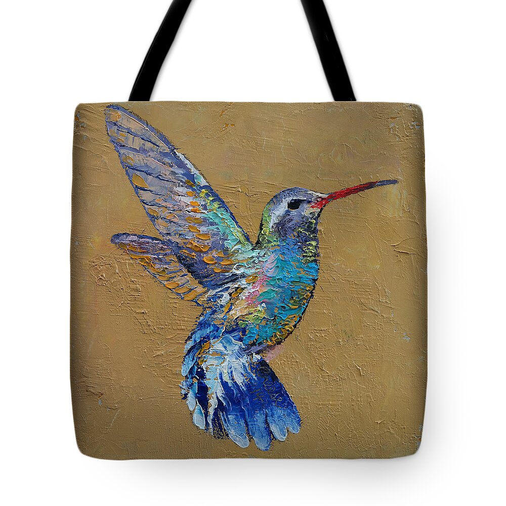 Turquoise Tote Bag featuring the painting Turquoise Hummingbird by Michael Creese