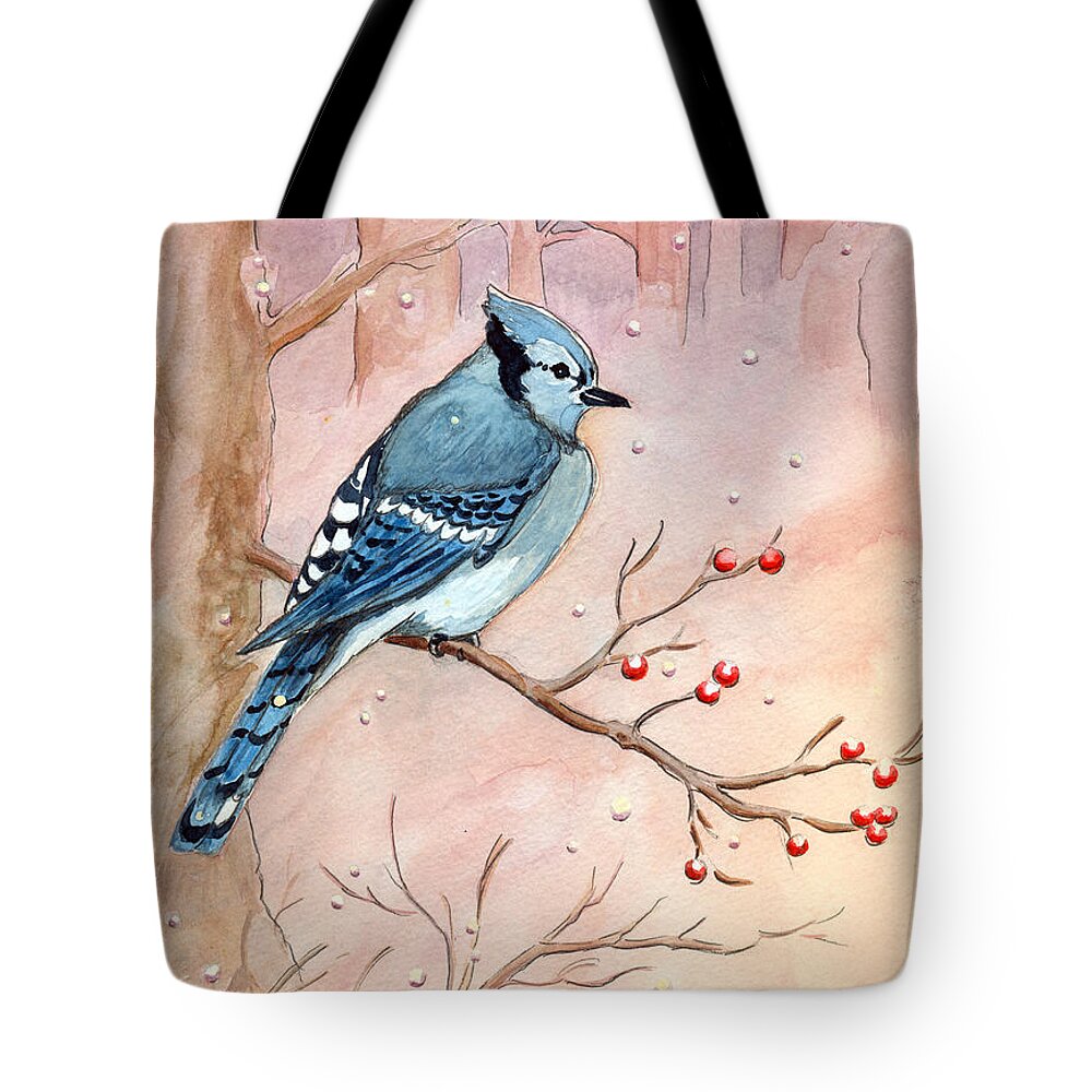 Blue Jay Tote Bag featuring the painting Blue Jay by Katherine Miller