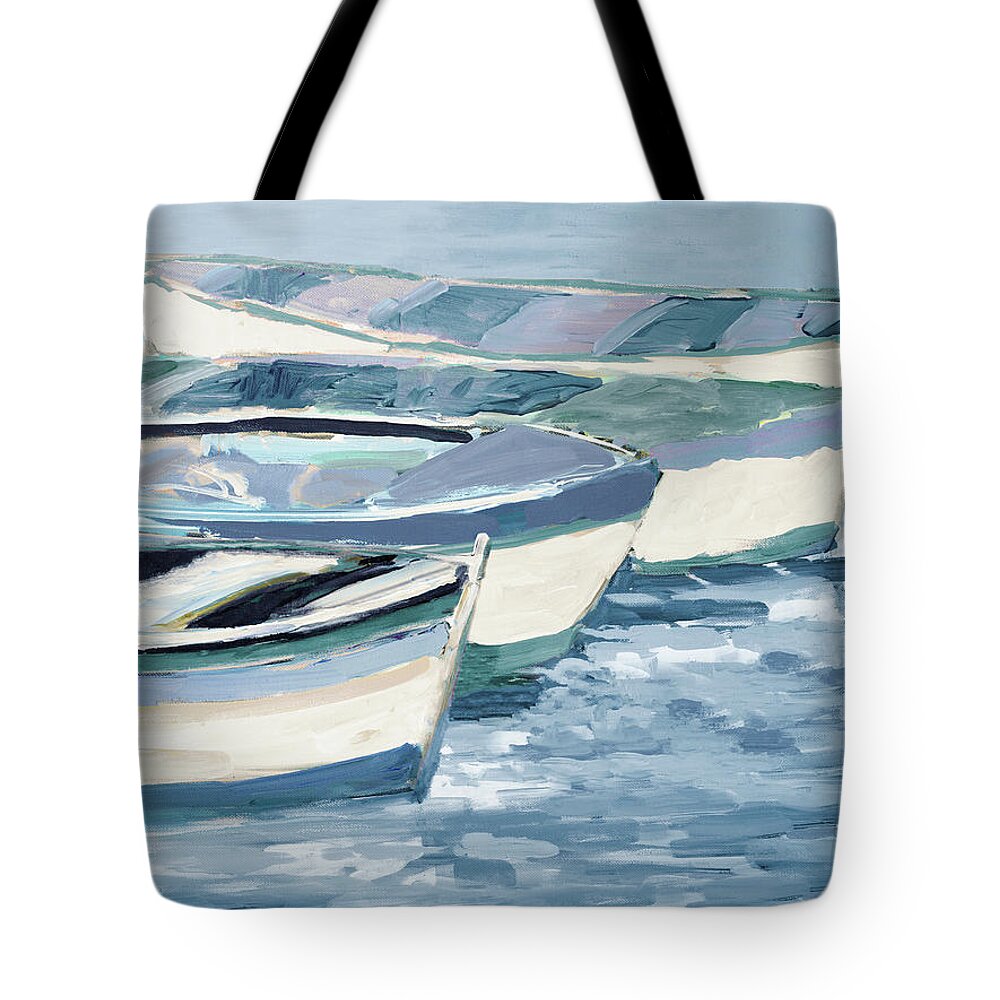 Row Tote Bag featuring the painting Blue Keep Rowing by Jane Slivka