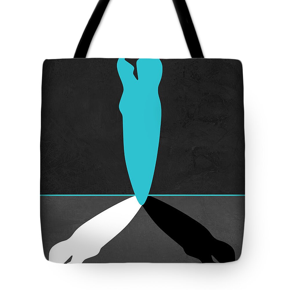 Abstract Tote Bag featuring the painting Blue Kiss Shadow by Naxart Studio