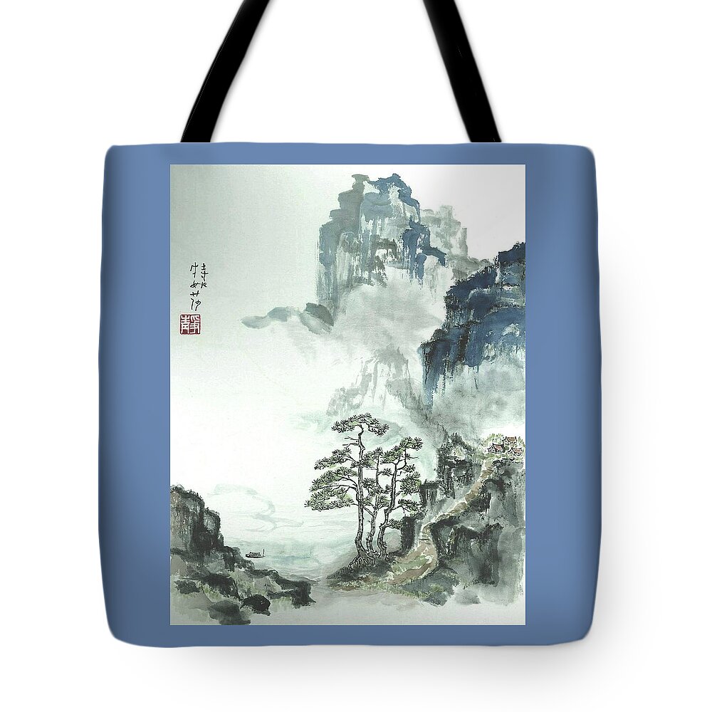 Blue Tote Bag featuring the painting Blue Mountain by Terri Harris