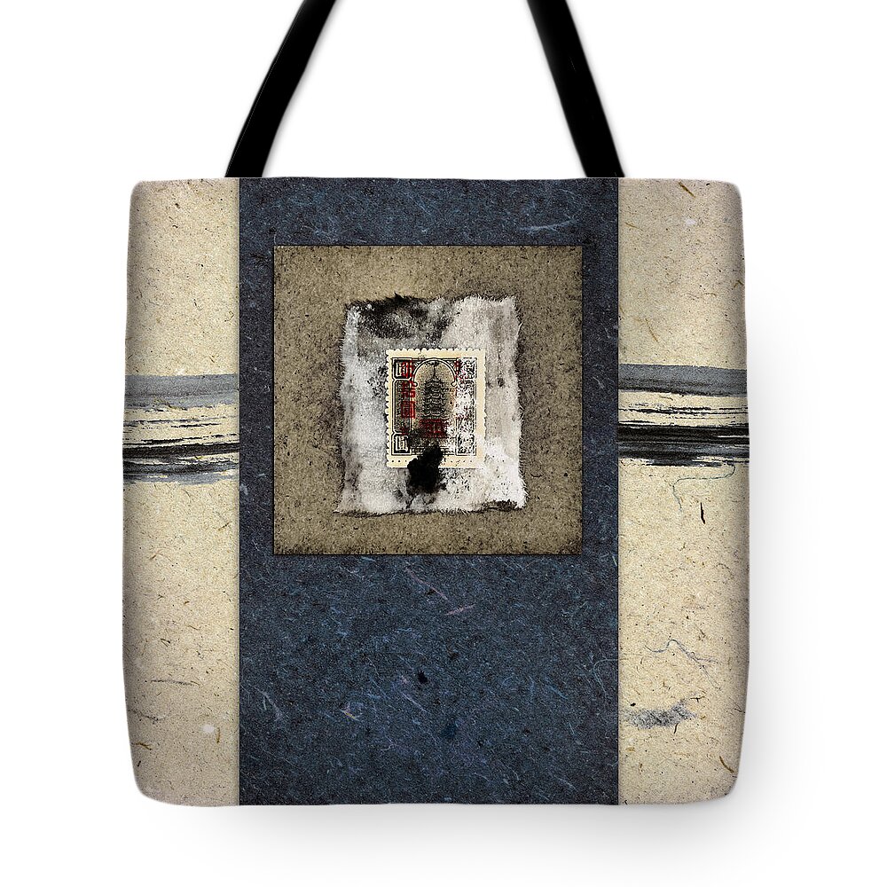 Japan Tote Bag featuring the photograph Blue Paint and Papers by Carol Leigh