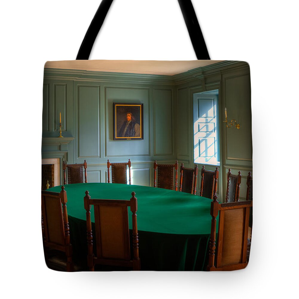William & Mary Tote Bag featuring the photograph Blue Room 2 Wren Building by Jerry Gammon