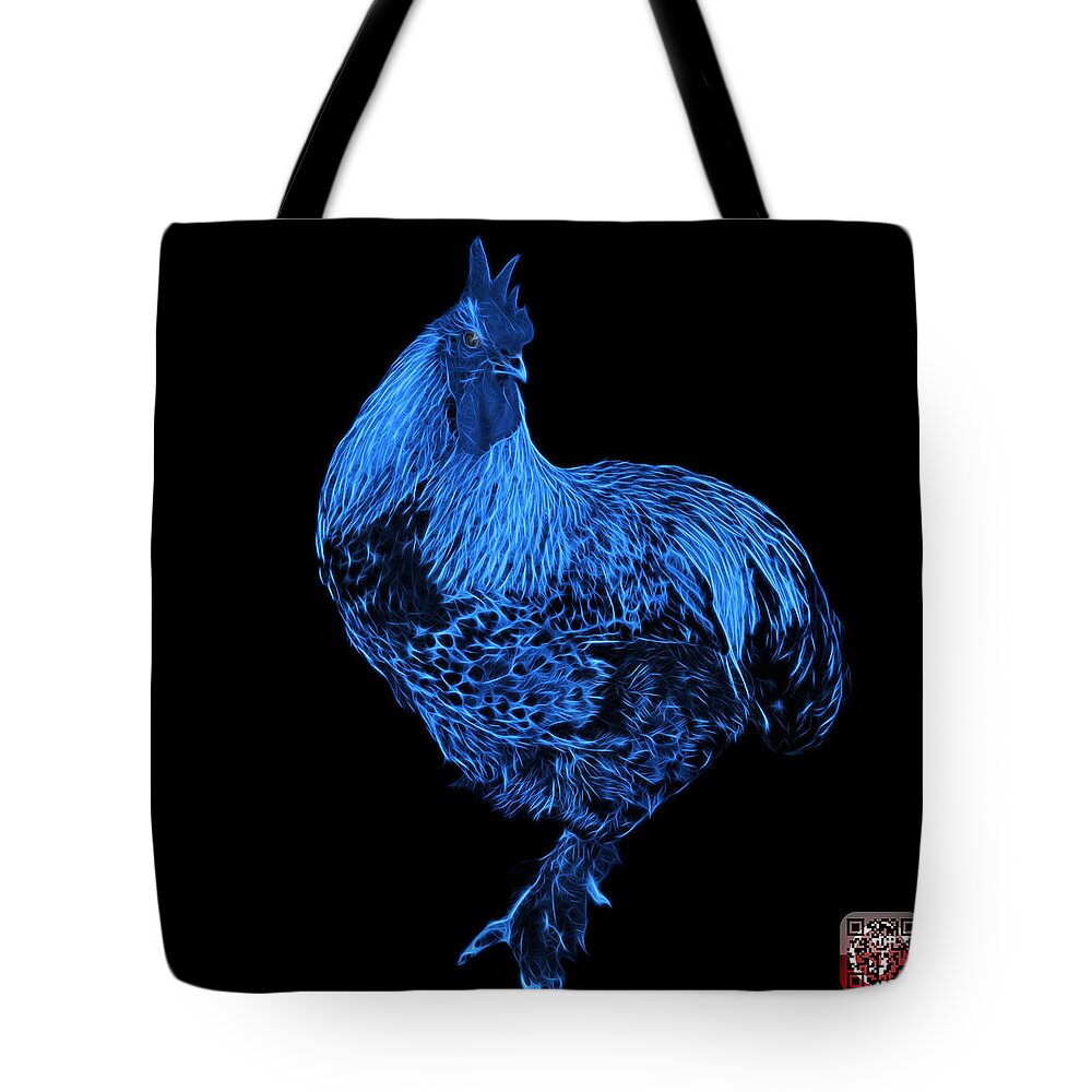 Rooster Tote Bag featuring the painting Blue Rooster 3166 F by James Ahn