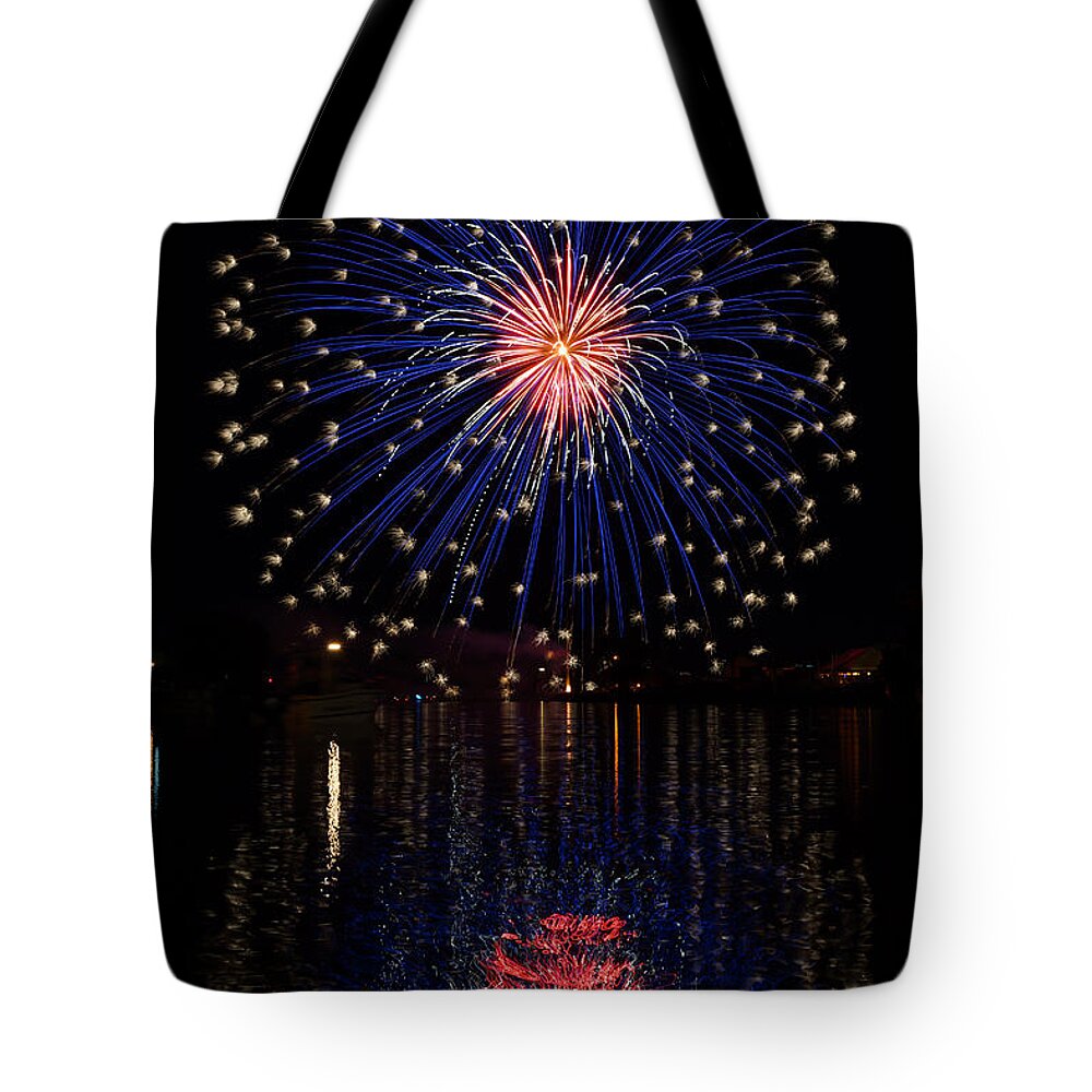 Fireworks Tote Bag featuring the photograph Blue Spectacular by Bill Pevlor