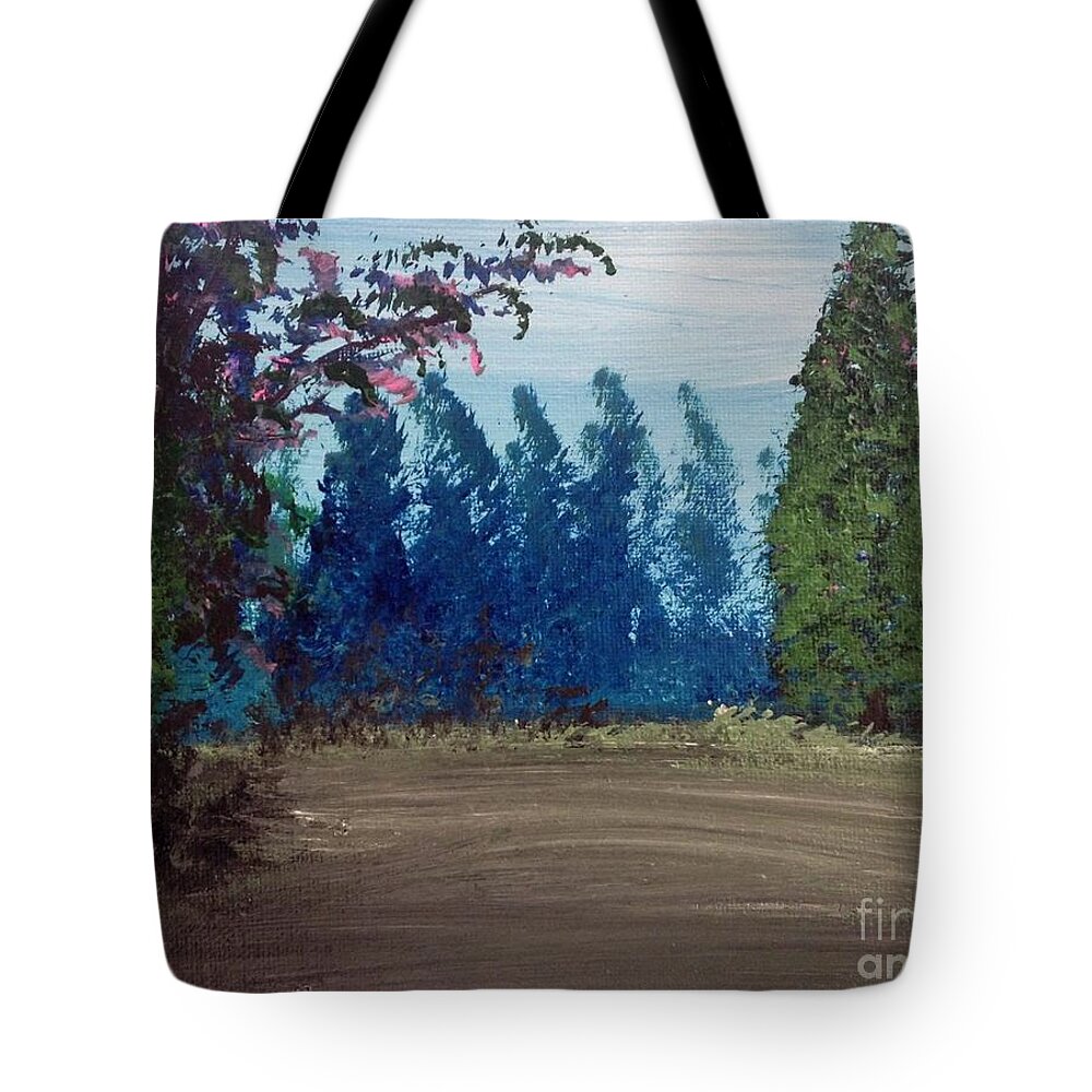 Tree Art Prints Tote Bag featuring the painting Blue Trees by James Daugherty