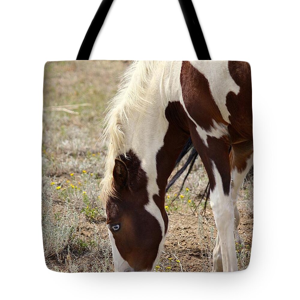 Horse Tote Bag featuring the photograph Blue by Veronica Batterson
