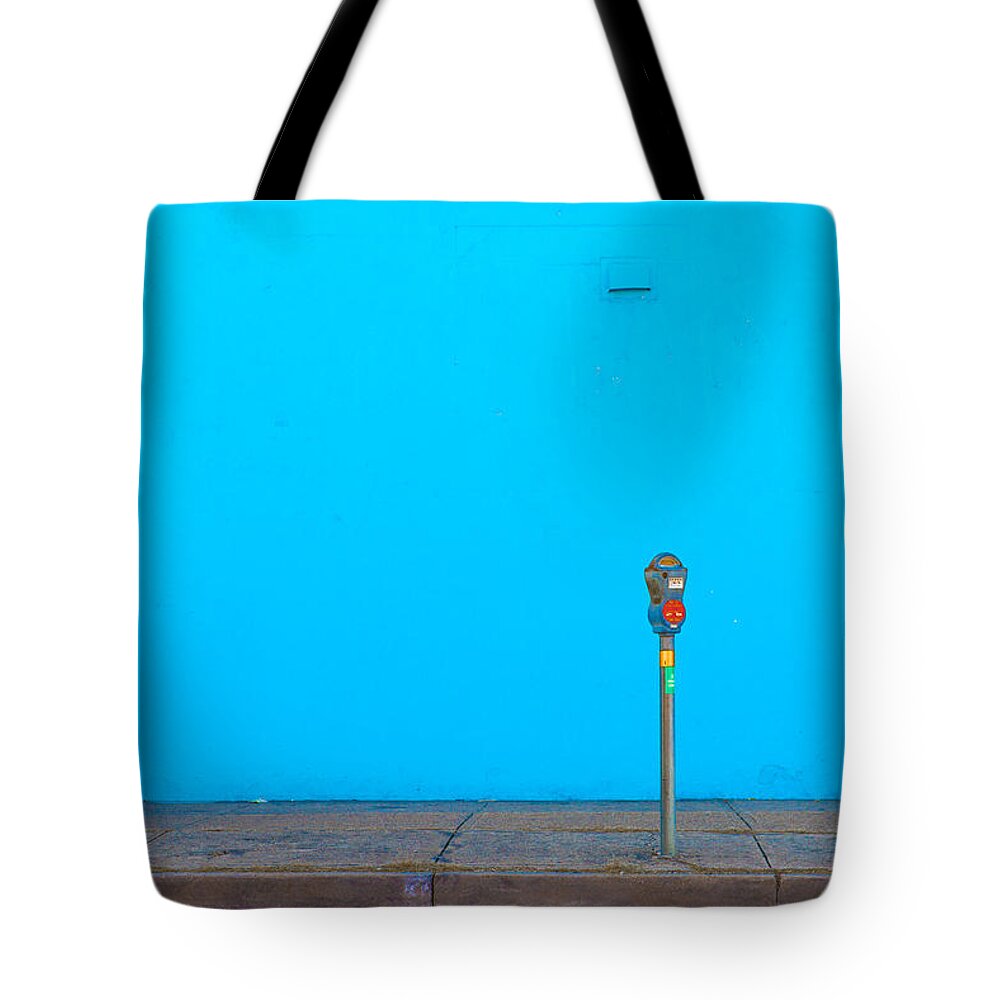 Blue Tote Bag featuring the photograph Blue Wall Parking by Darryl Dalton