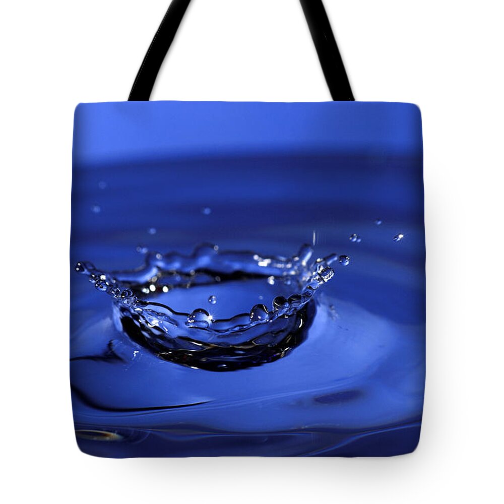 Water Drop Tote Bag featuring the photograph Blue Water Splash by Anthony Sacco