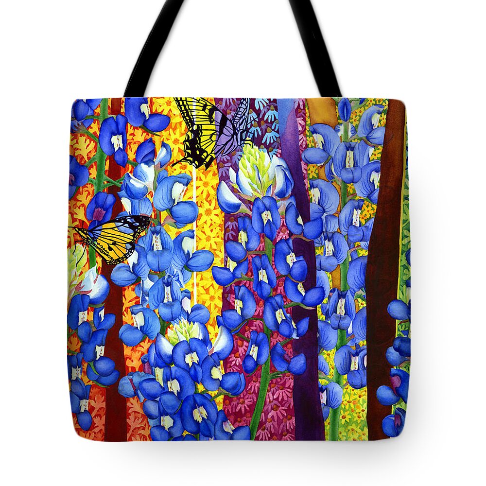 Bluebonnet Tote Bag featuring the painting Bluebonnet Garden by Hailey E Herrera