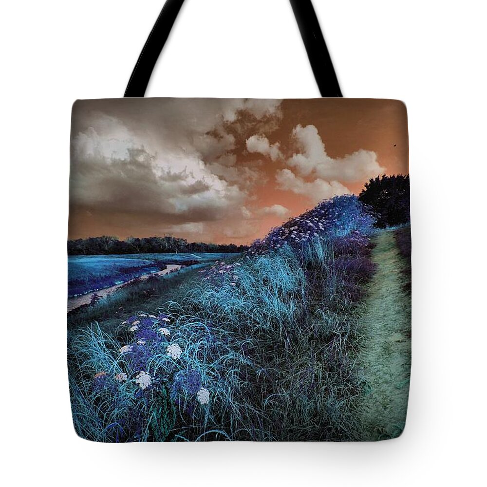 Art Tote Bag featuring the digital art Bluegrass by Linda Unger