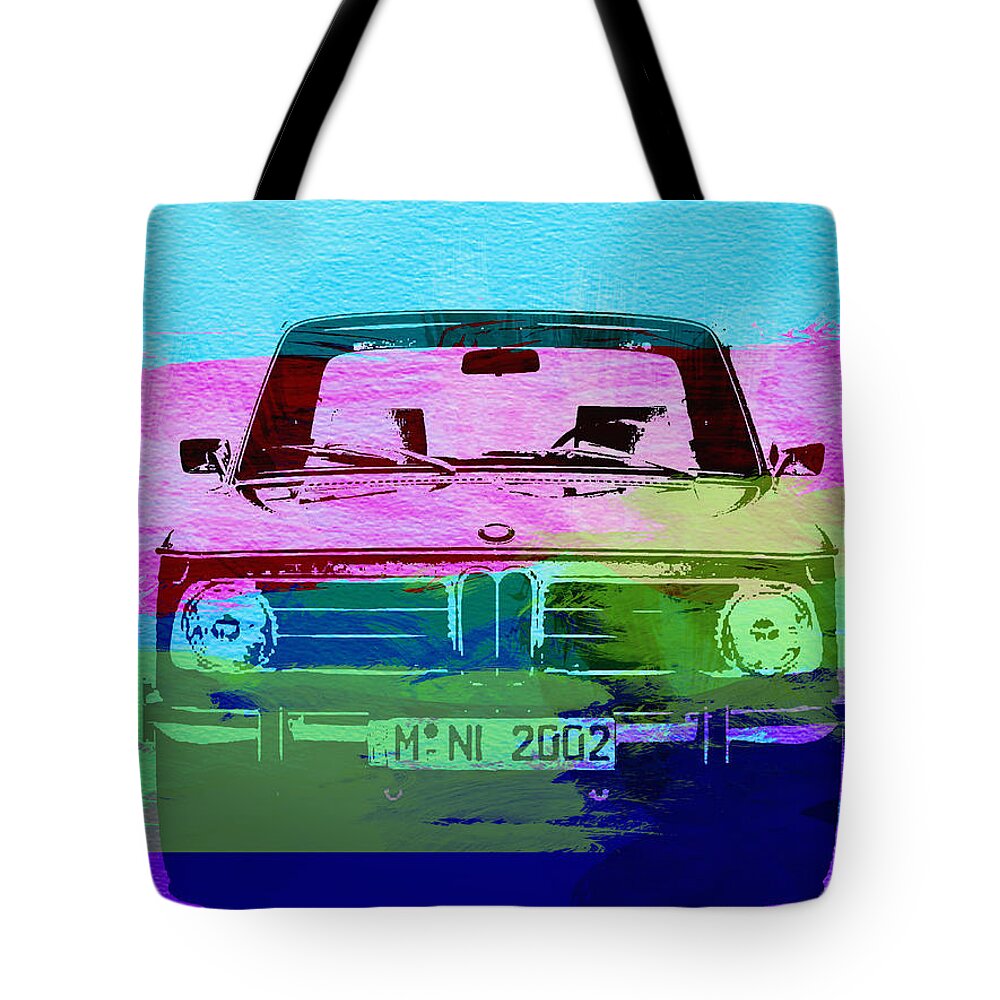 Bmw 2002 Tote Bag featuring the photograph BMW 2002 Front Watercolor 1 by Naxart Studio