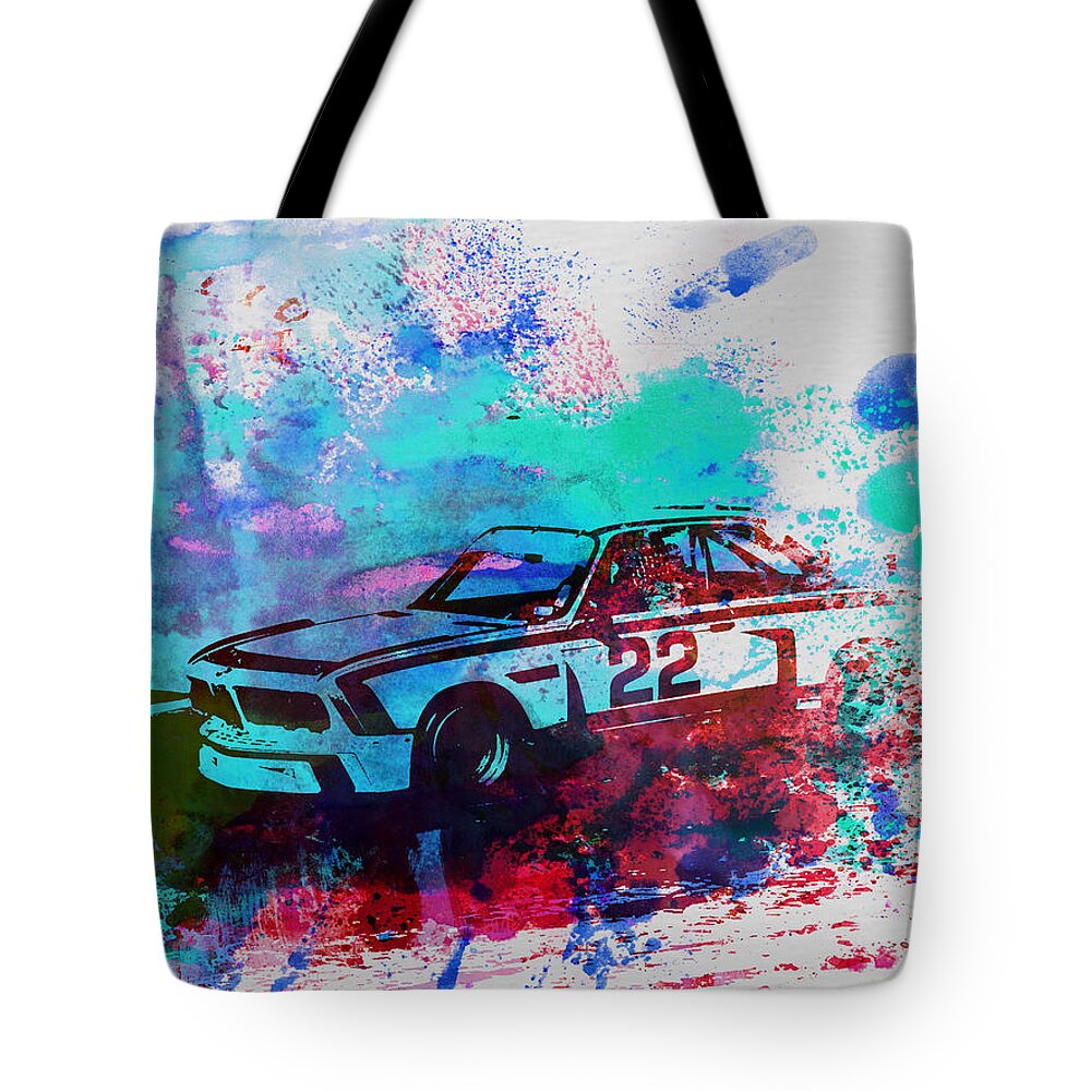 Bmw Racing Classic Bmw Tote Bag featuring the painting Bmw 3.0 Csl by Naxart Studio