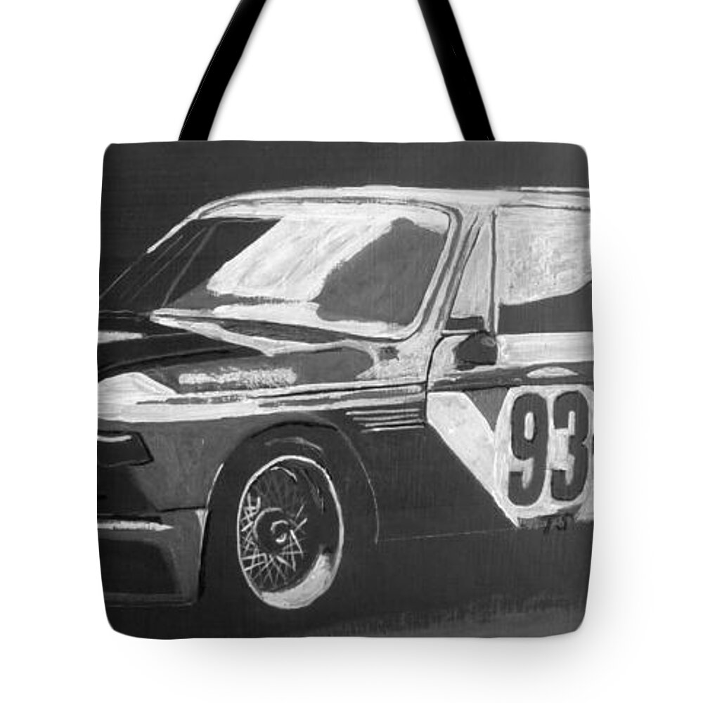 Bmw Tote Bag featuring the painting BMW 3.0 CSL Alexander Calder Art Car by Richard Le Page