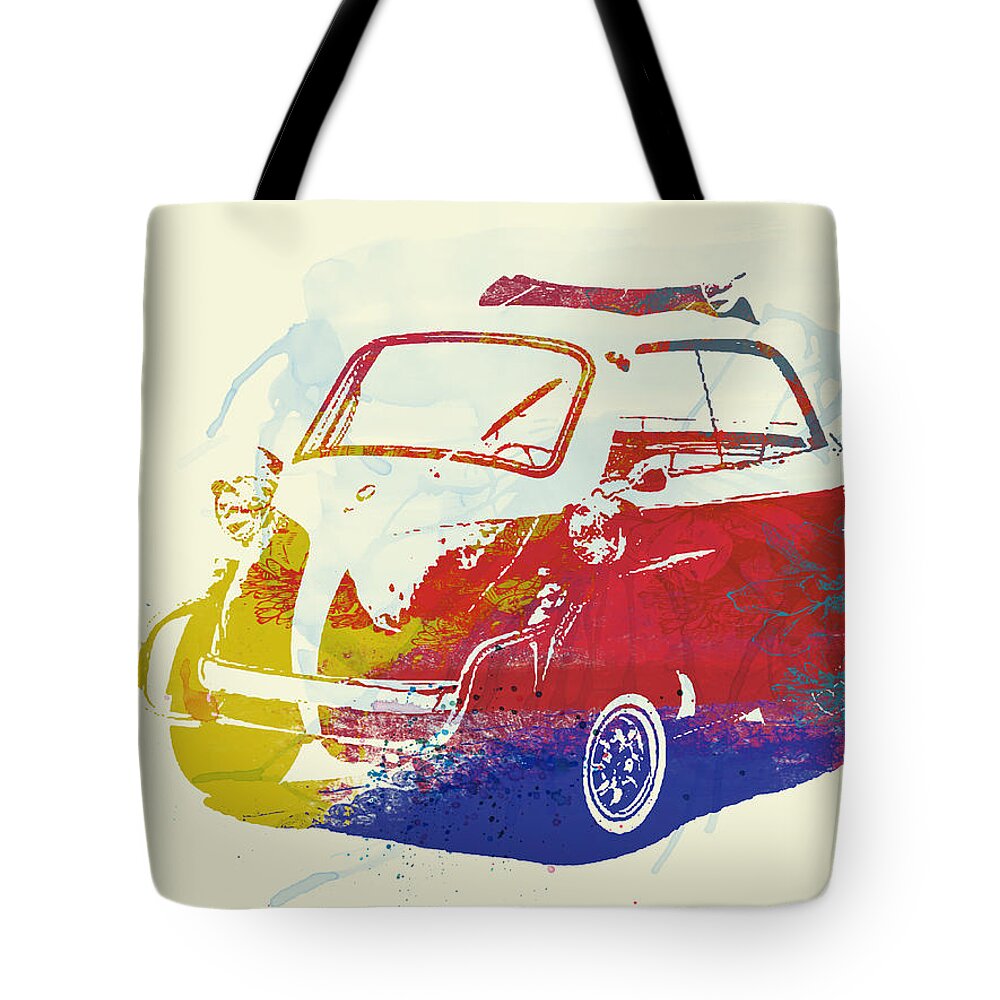 Bmw Isetta Tote Bag featuring the painting BMW Isetta by Naxart Studio
