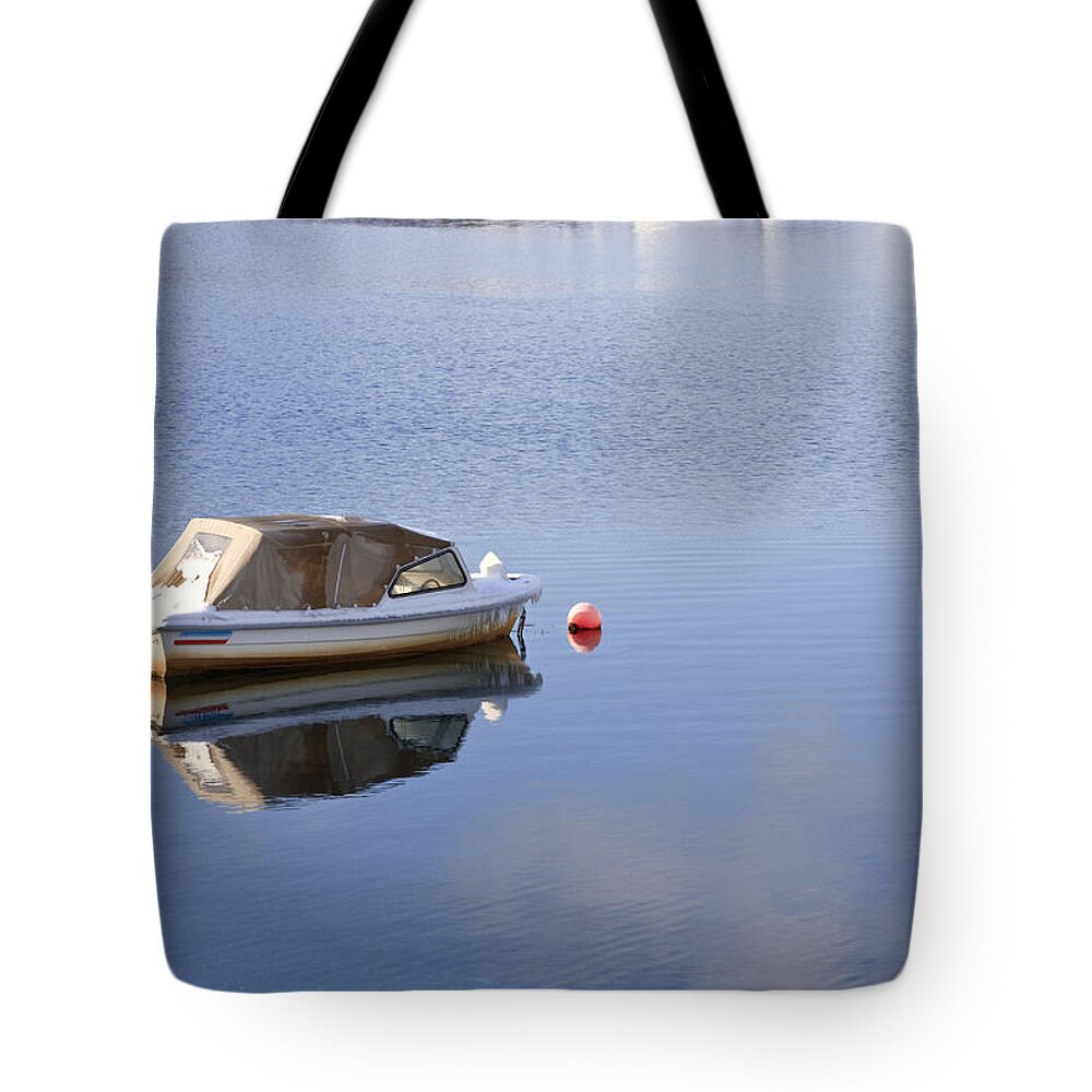 Boat Tote Bag featuring the photograph Boat at anchor by Sue Leonard