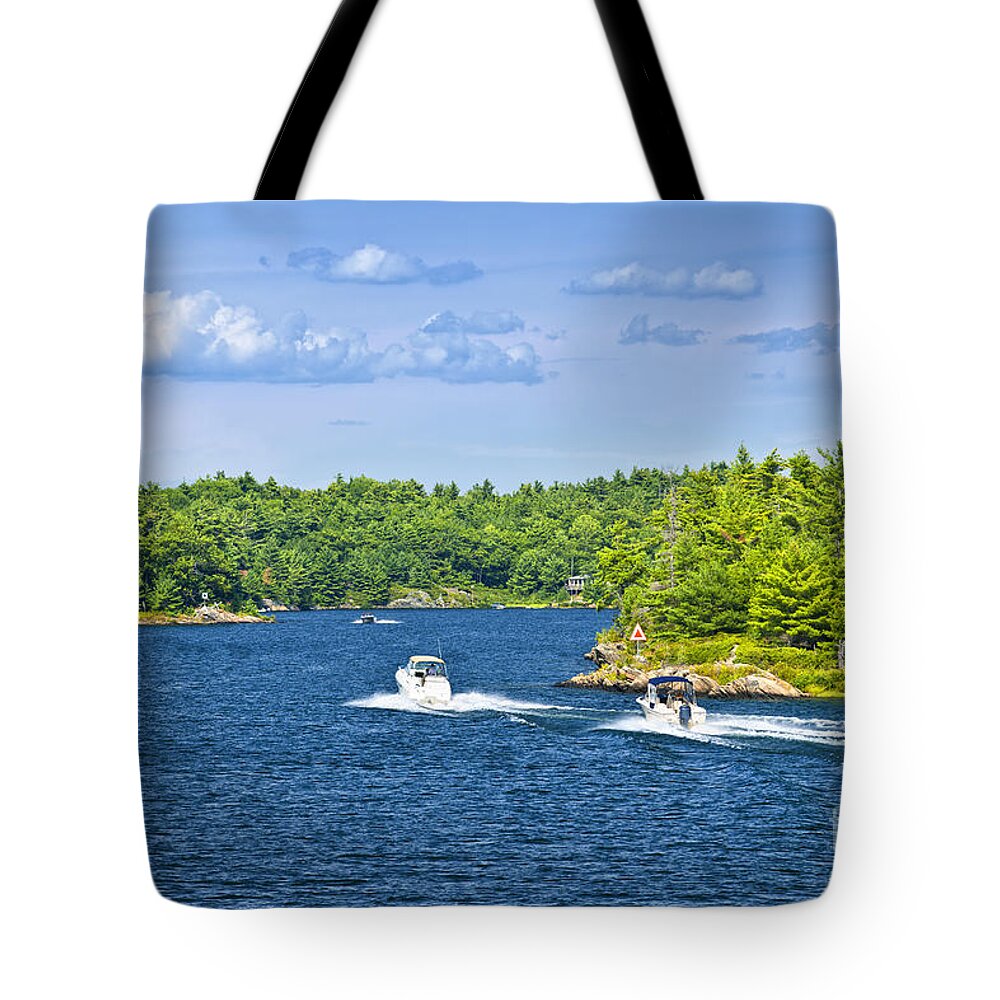 Boats Tote Bag featuring the photograph Boats on Georgian Bay by Elena Elisseeva