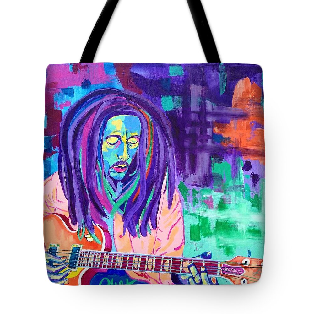 Bob Marley Tote Bag featuring the painting Bob Marley by Janice Westfall