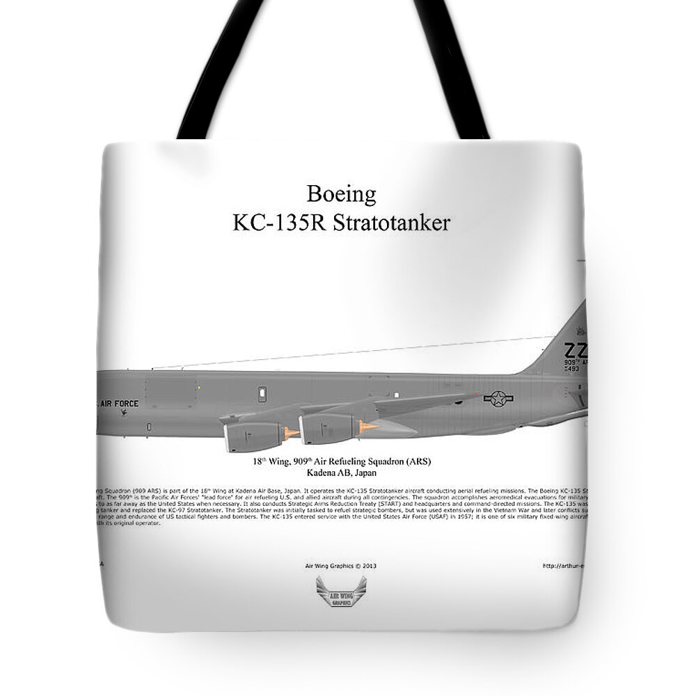 Boeing Tote Bag featuring the digital art Boeing KC-135R Stratotanker by Arthur Eggers