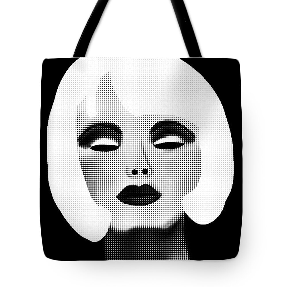  Tote Bag featuring the painting Blonde Beauty Model in Black and White by Barefoot Bodeez Art
