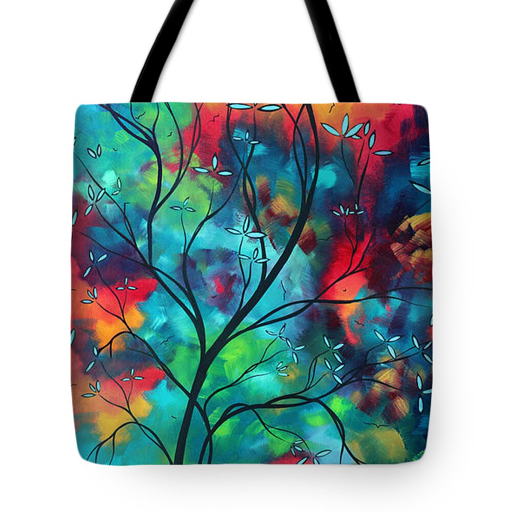 Abstract Tote Bag featuring the painting Bold Rich Colorful Landscape Painting Original Art COLORED INSPIRATION by MADART by Megan Aroon