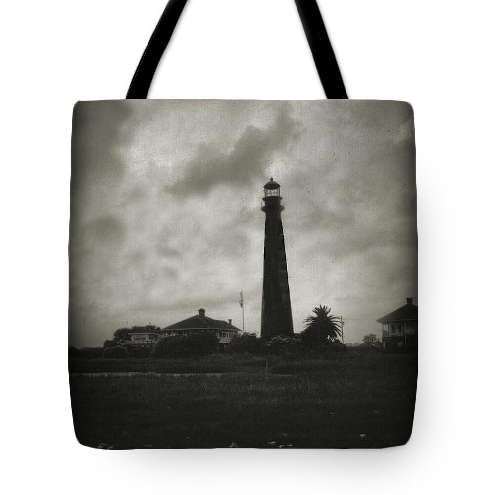 Bolivar Lighthouse Tote Bag featuring the digital art Bolivar Lighthouse by Linda Unger