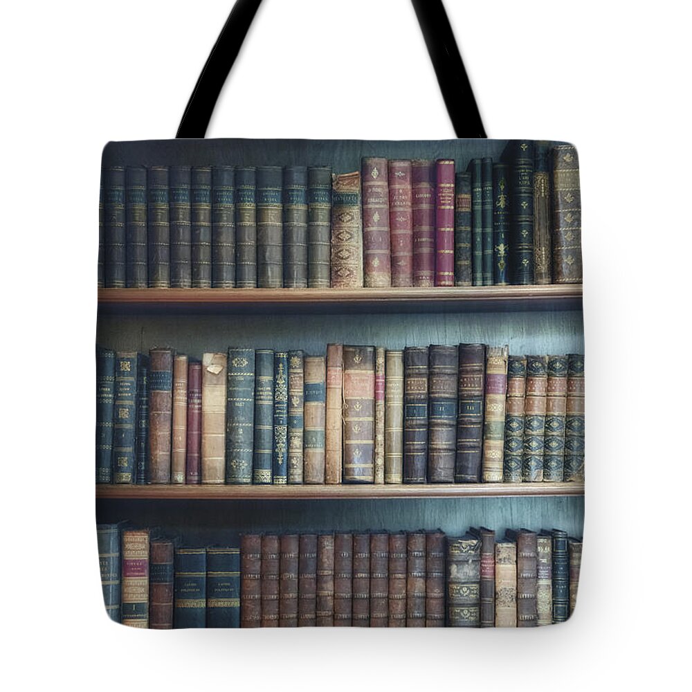 Antique Tote Bag featuring the photograph Bookshelf by Joana Kruse
