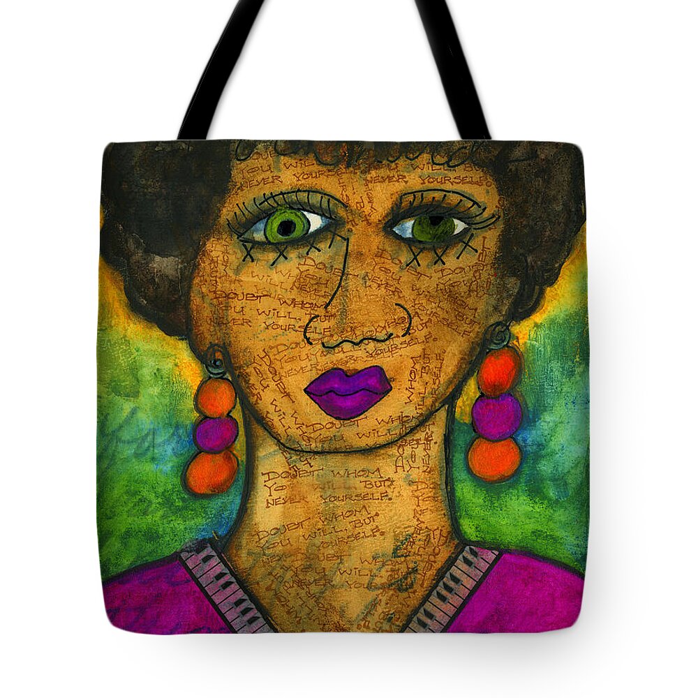 Acrylic Tote Bag featuring the mixed media Born a Little Imperfect by Angela L Walker
