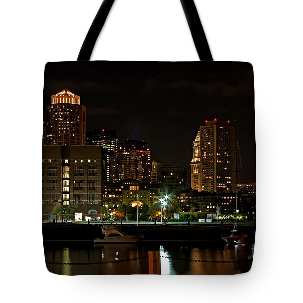 Boston Tote Bag featuring the photograph Boston at Night by Jayne Carney