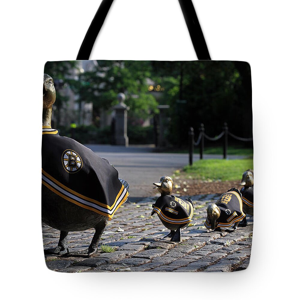 Bruins Tote Bag featuring the photograph Boston Bruins Ducklings by Juergen Roth