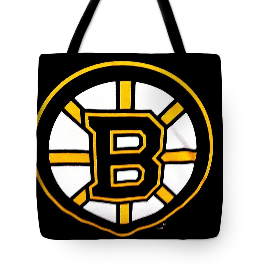 Masculine Tote Bag featuring the photograph Boston Bruins Hockey by Caroline Stella