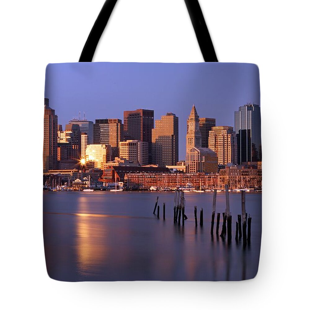 Boston Tote Bag featuring the photograph Boston Financial District and Harbor by Juergen Roth