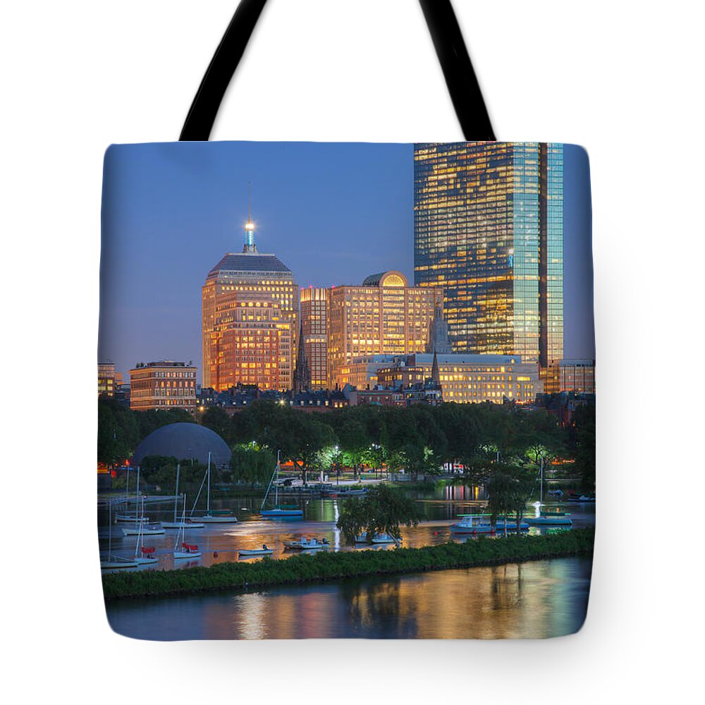 Clarence Holmes Tote Bag featuring the photograph Boston Night Skyline I by Clarence Holmes