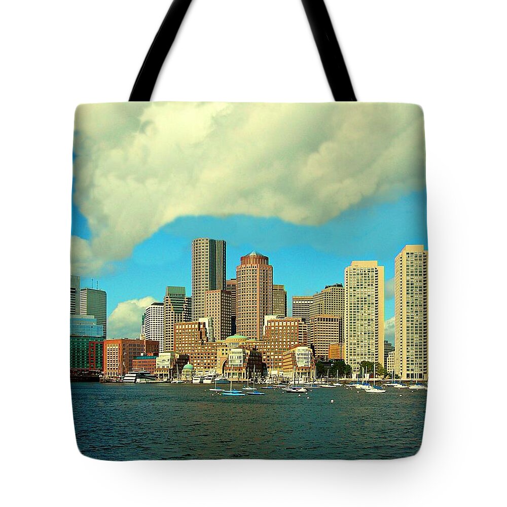 Boston Tote Bag featuring the photograph Boston Skyline 202 by Movie Poster Prints
