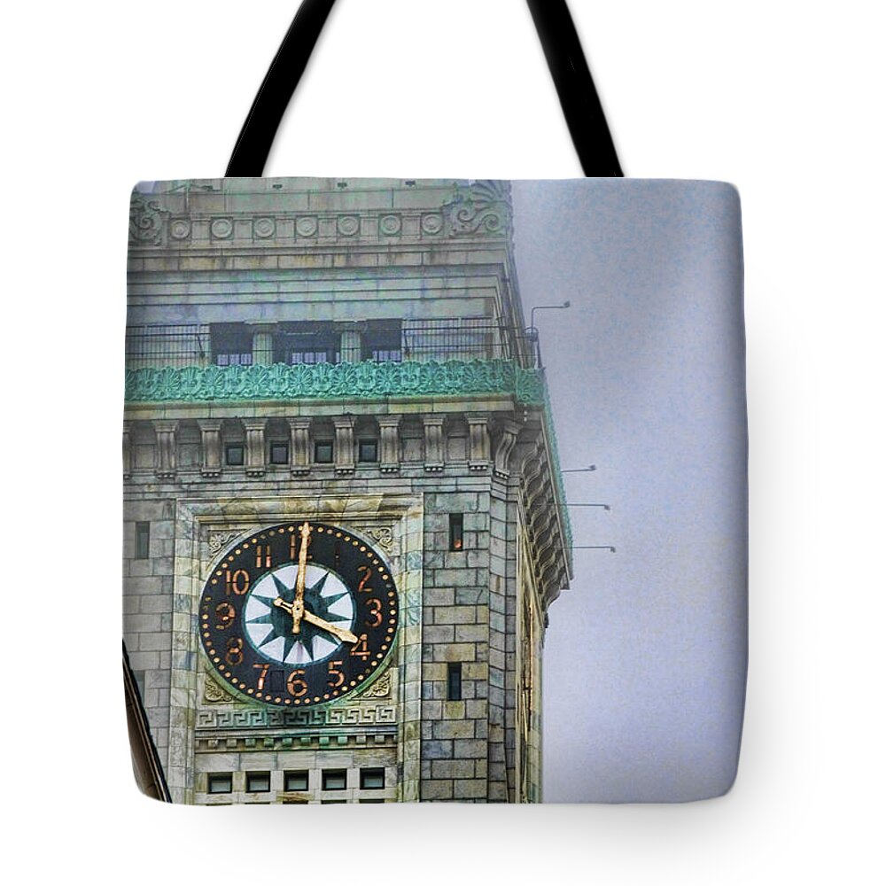 Clock Tote Bag featuring the photograph Boston Strong by Sheri Bartoszek